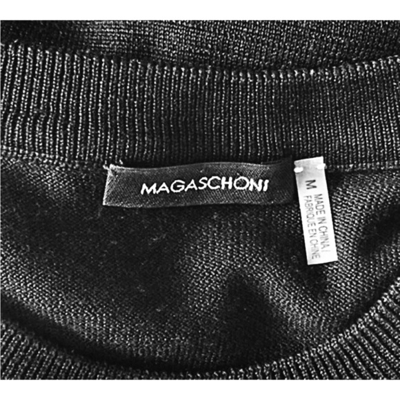 Magaschoni Black & Silver Sequin Wool-Silk Sweater — Size M - Picture 4 of 5